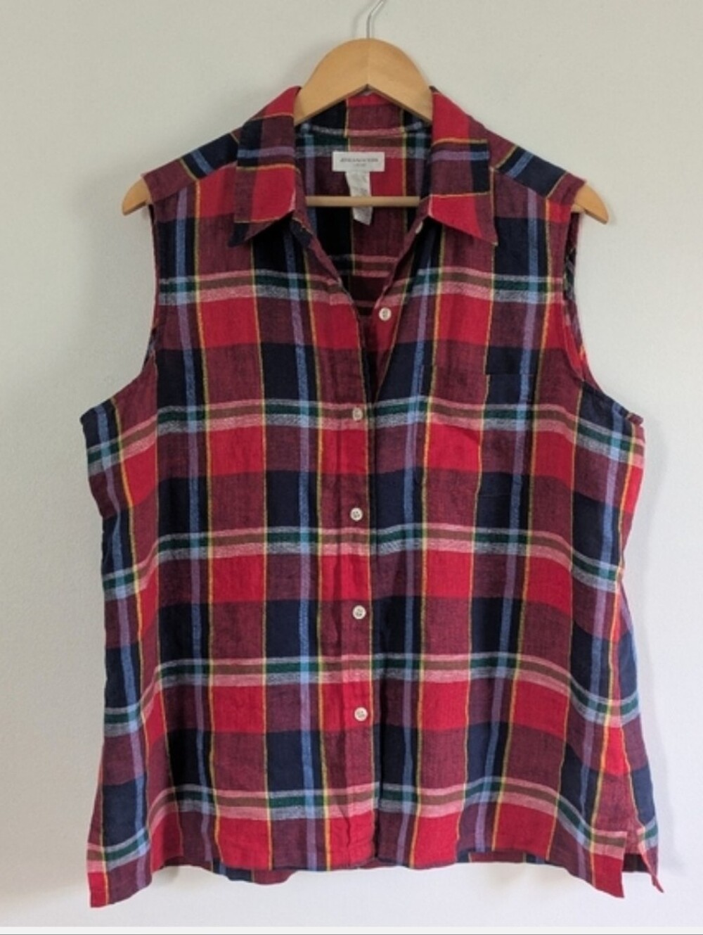 Vintage Plaid Linen Blouse - Picture 3 of 6